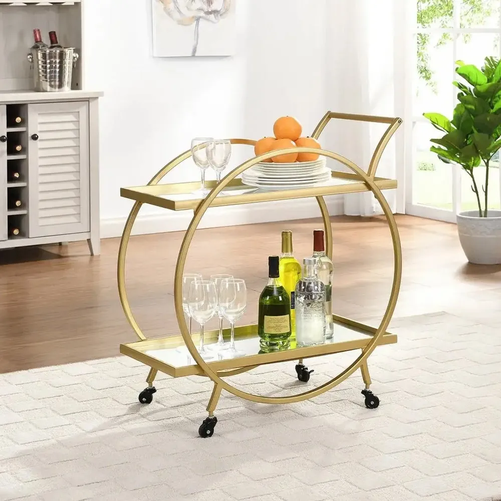 Elegant Circular Designer Metal Bar Trolley