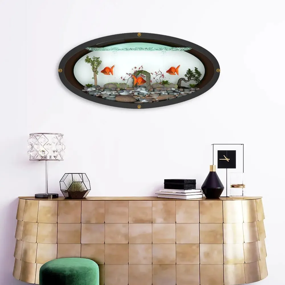 Elegant Oval Wall Aquarium / Terrarium With Air Pump