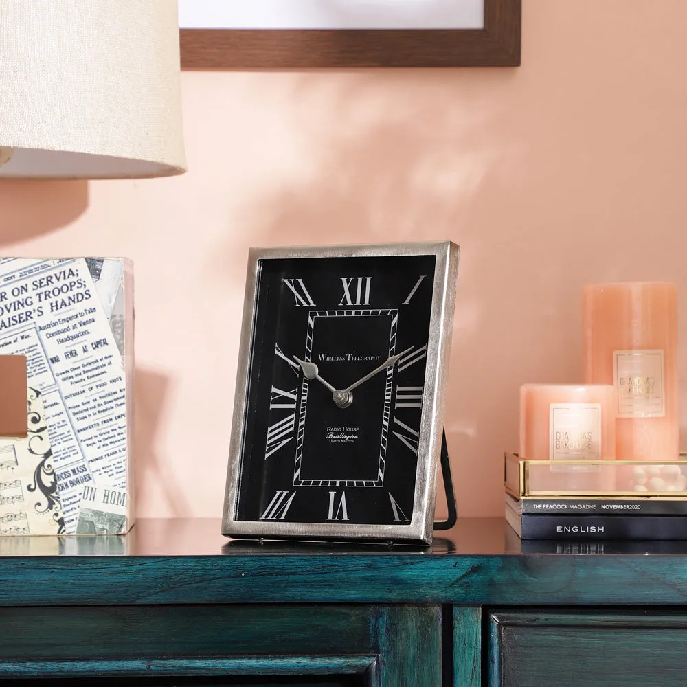 Elite Framed Clock in Silver Finish