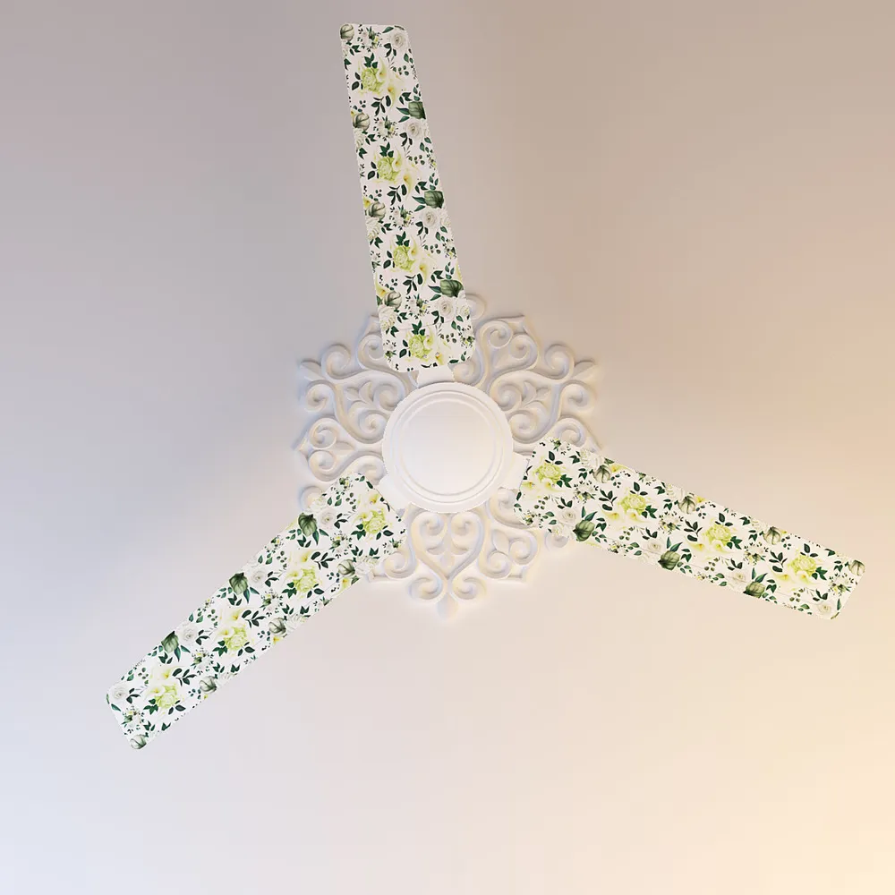 Elitefusion Lemon Green Roses Printed Ceiling Fan
