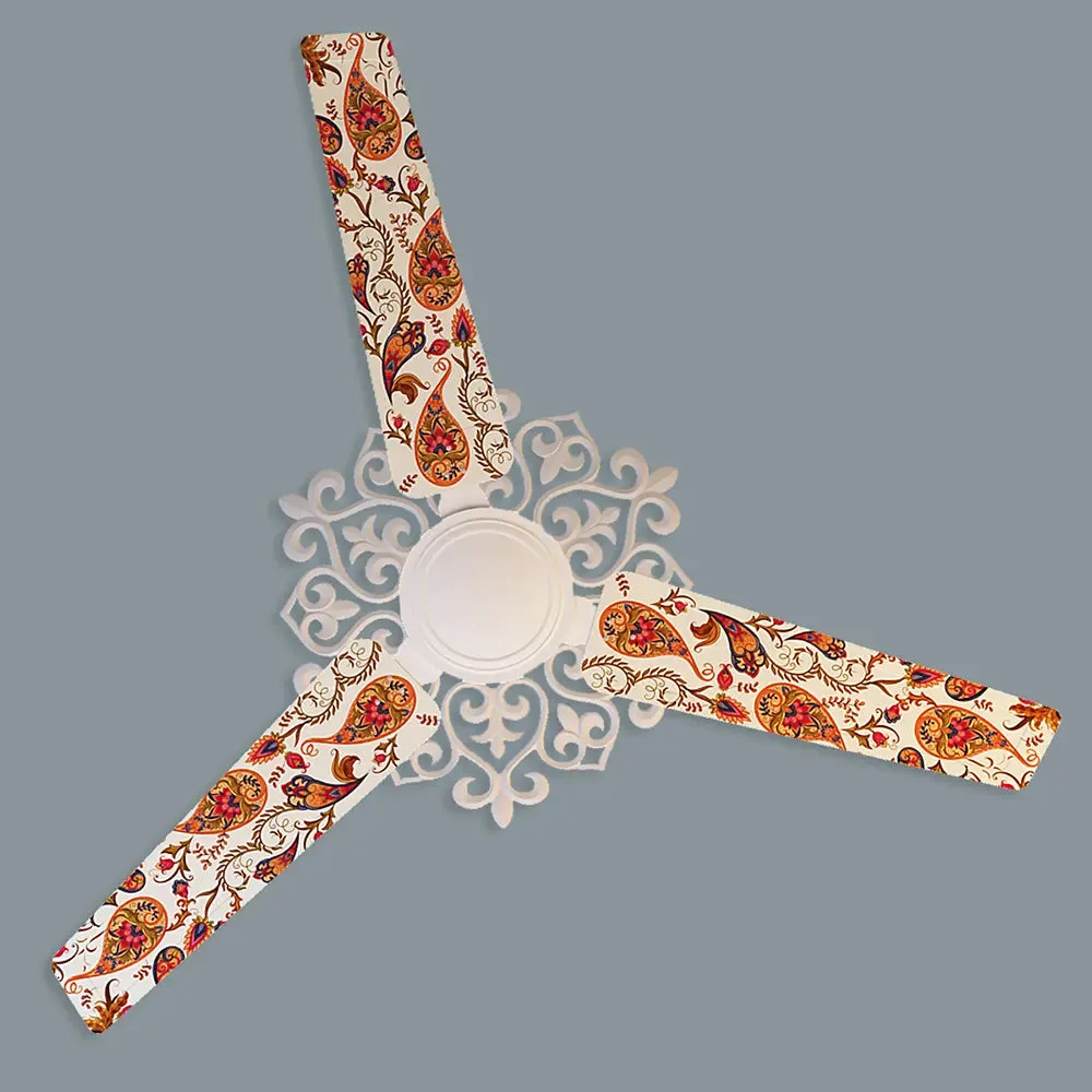 Elitefusion Mustard Paisley Printed Ceiling Fan