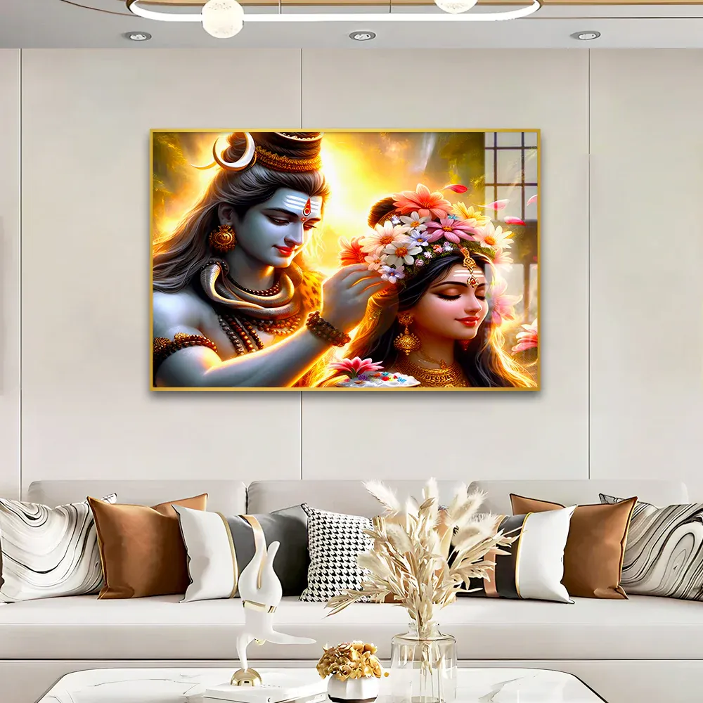 Eternal Love Shiva And Parvati Acrylic Wall Painting Regular