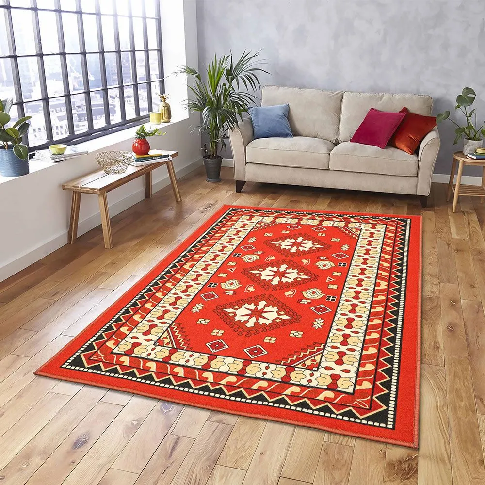 Ethnic Motif Bordered Premium Quality Area Carpet