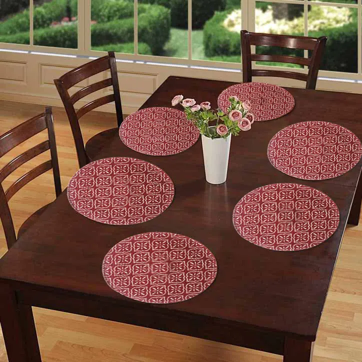 Ethnic Motif Maroon Designer Placemat/ Table Mat (Set of 2)