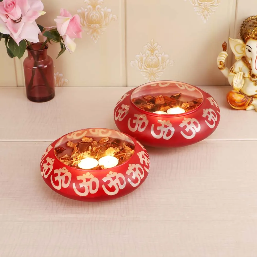 Ethnic Red Glass Urli Bowl/Potpourri Set of 2