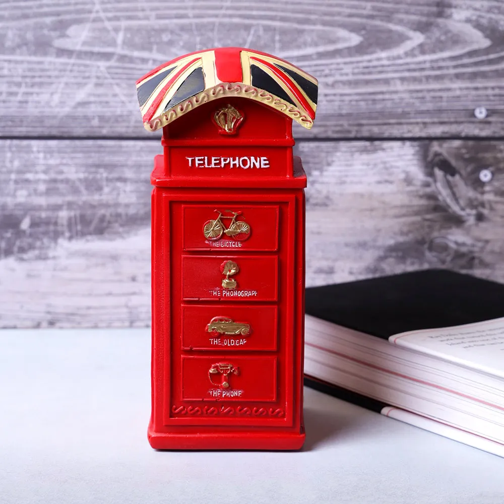 European Motif Phonebooth Red Table Accent