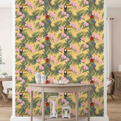 Exotic Parrot Textured Premium Wallpaper- Mix &amp; Match Collection