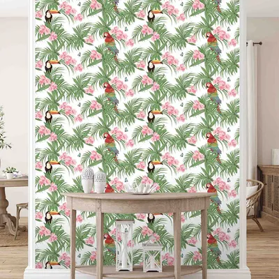 Exotic Parrot Textured Premium Wallpaper- Mix &amp; Match Collection