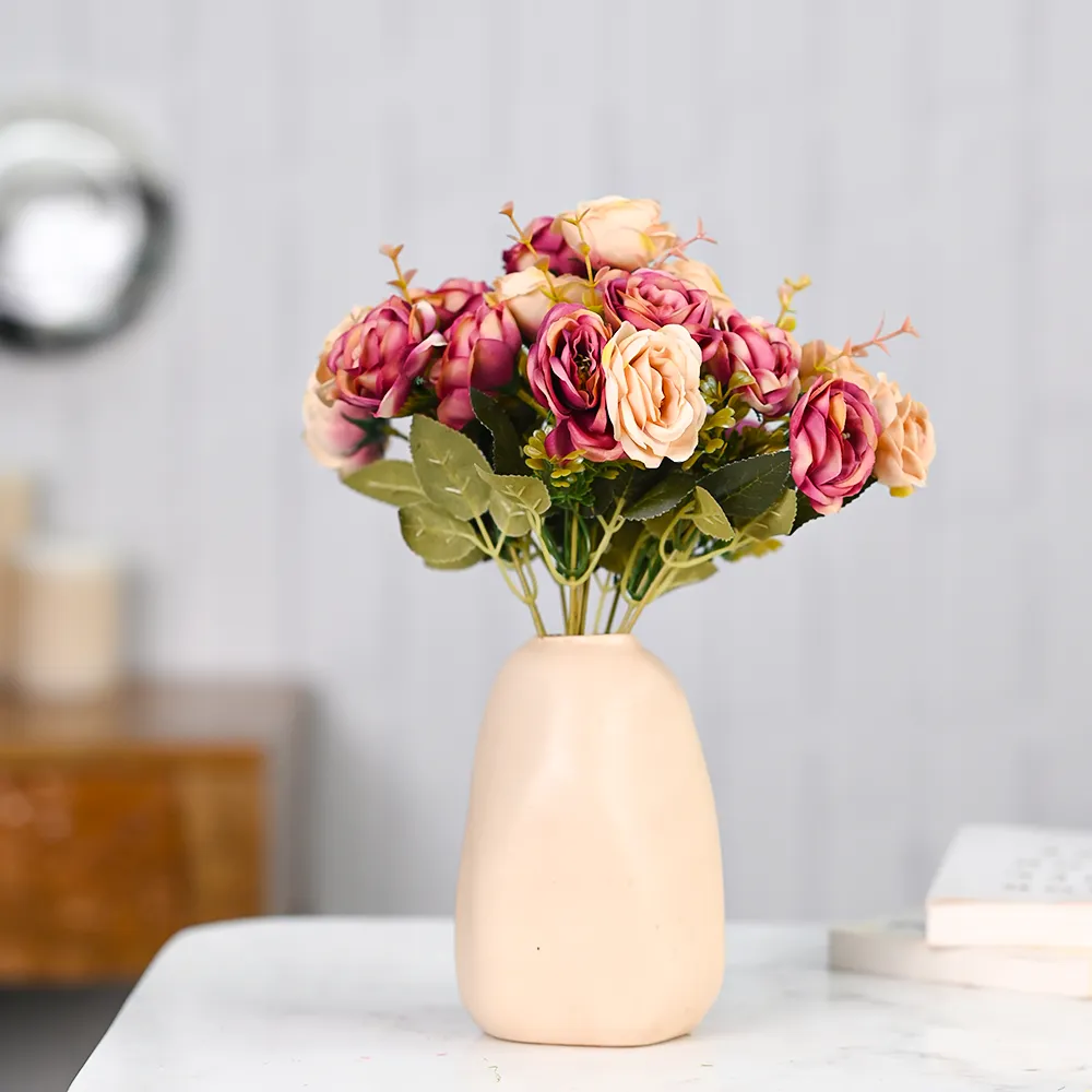 Exotic Pink Artificial Rose Bunch Set Of 2