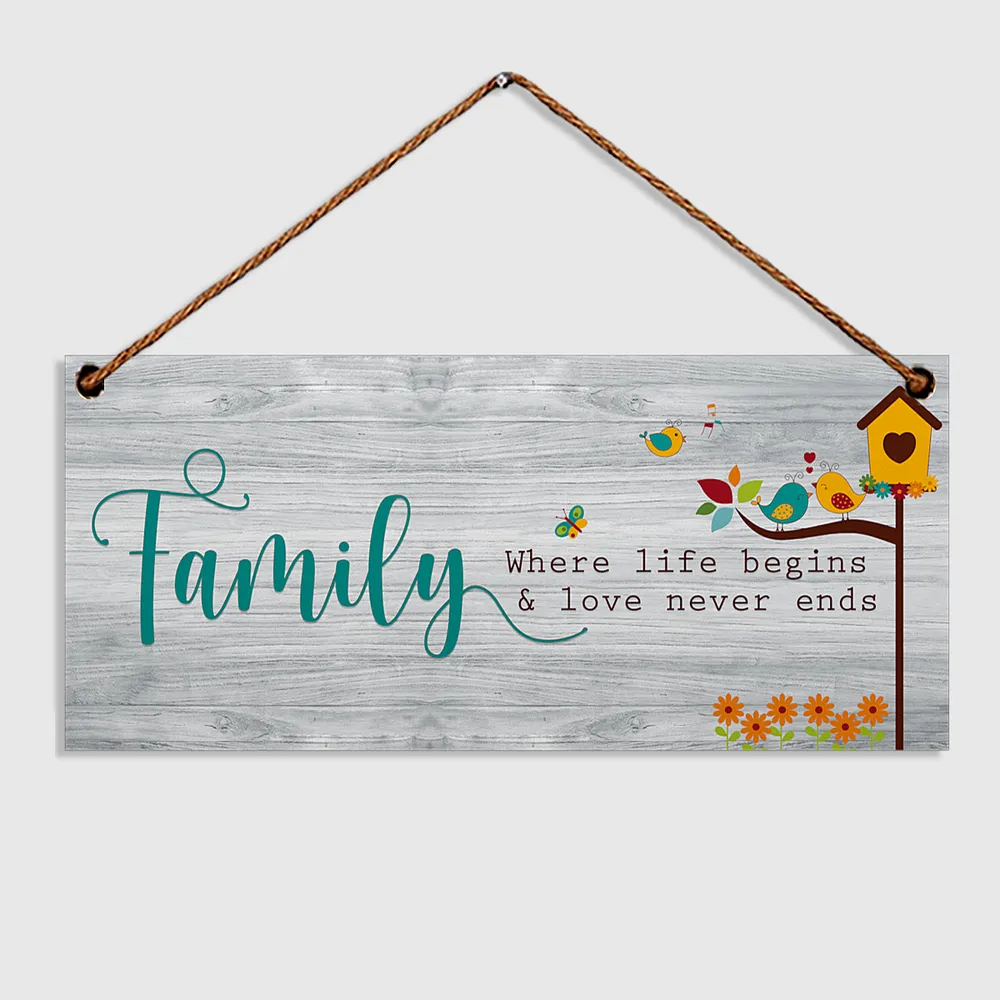 "Family" Happy Quote Wooden Sign