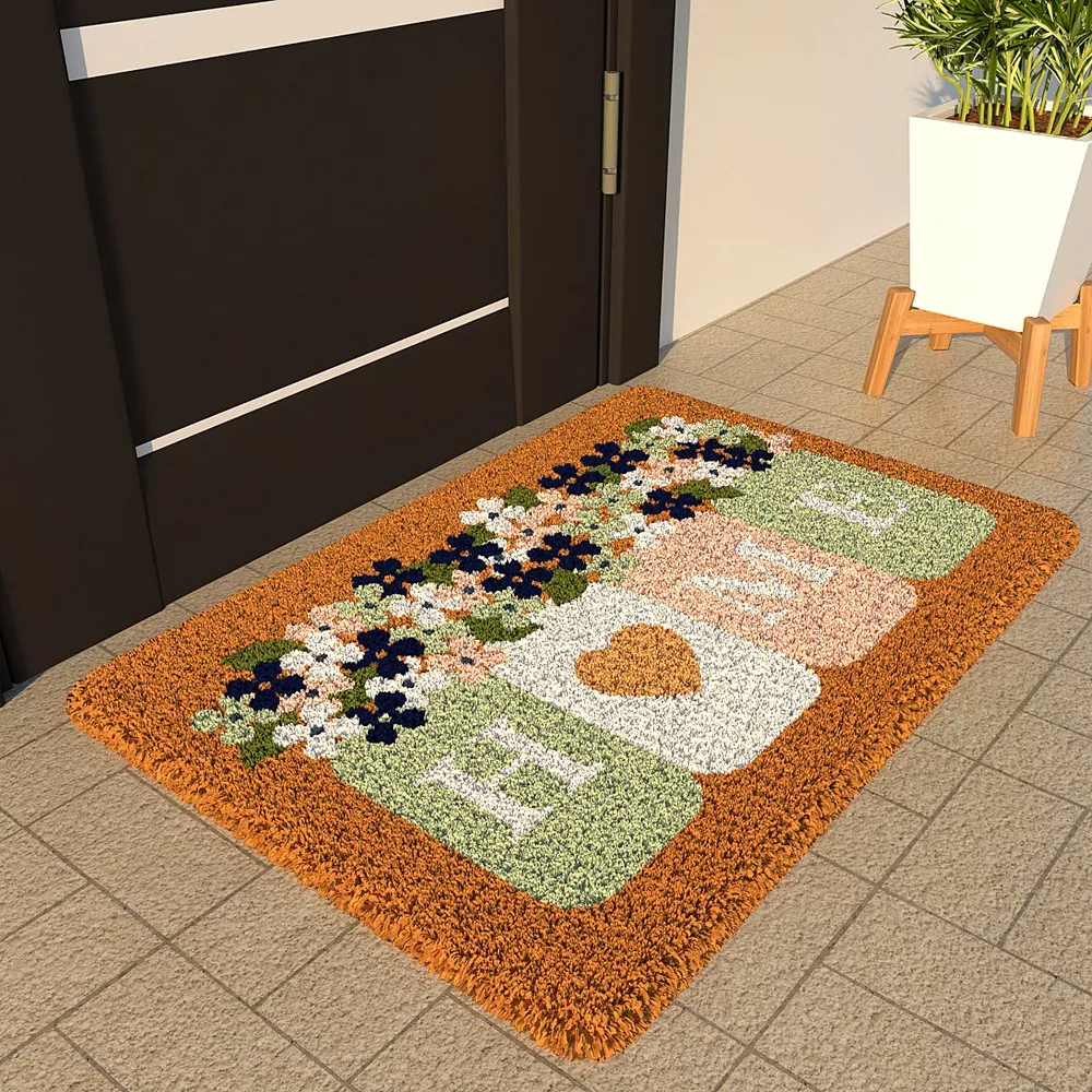 Floral Patterned Woolen Door Mat
