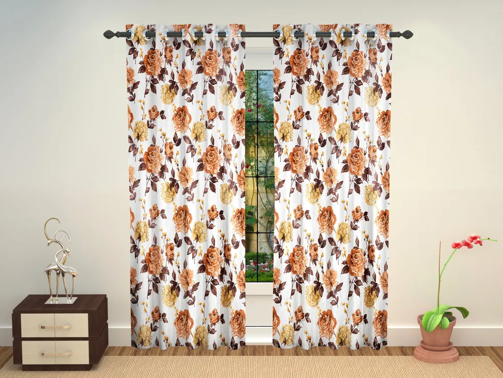 Floral Printed Door-Window Curtain For Home Decor