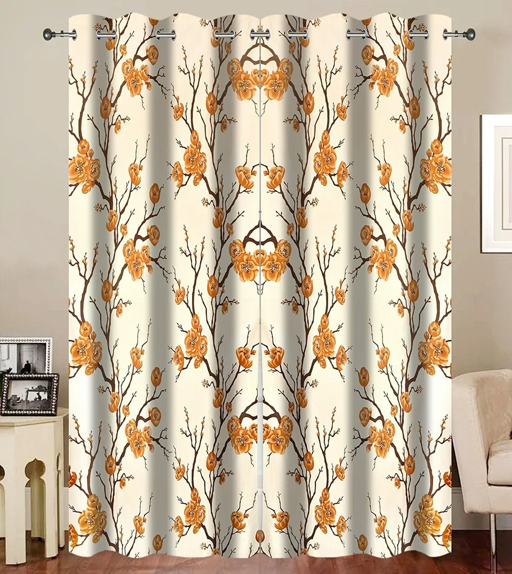 Floral Printed Door-Window Curtain For Home Decor