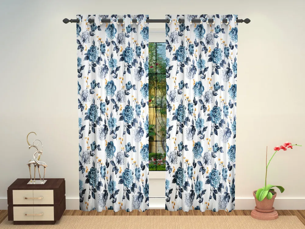 Floral Printed Door-Window Curtain For Home Decor