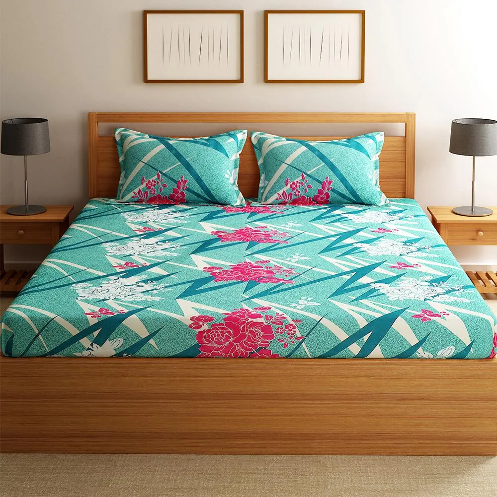 Florida Polycotton Double Bed Sheet with Pillow Covers