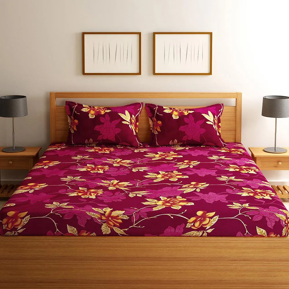 Florida Polycotton Double Bedsheet with Pillow Cover