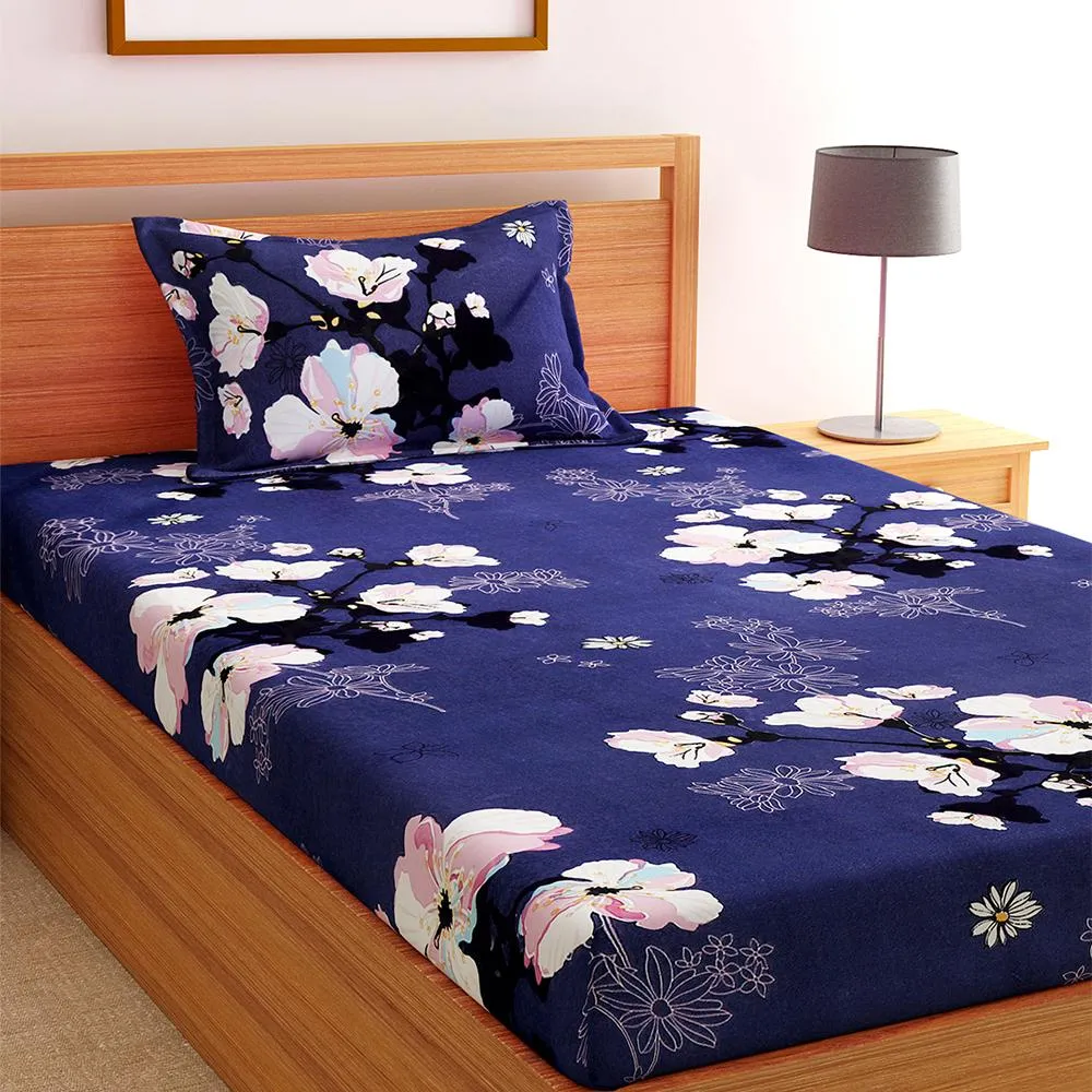 Florida Polycotton Single Bedsheet with Pillow Cover