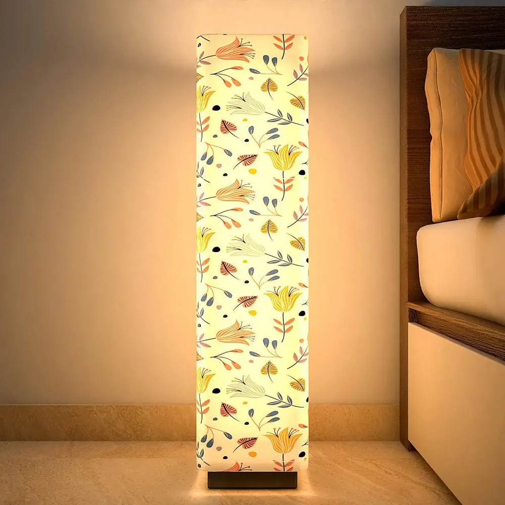 Flowy Tulips Printed Rectangle Floor Lamp
