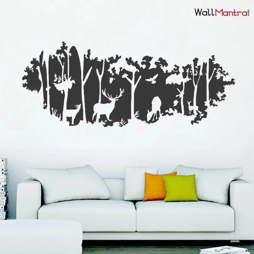Forest Silhouette Wall Sticker for Living Room Premium Quality 182 cm x 72 cm