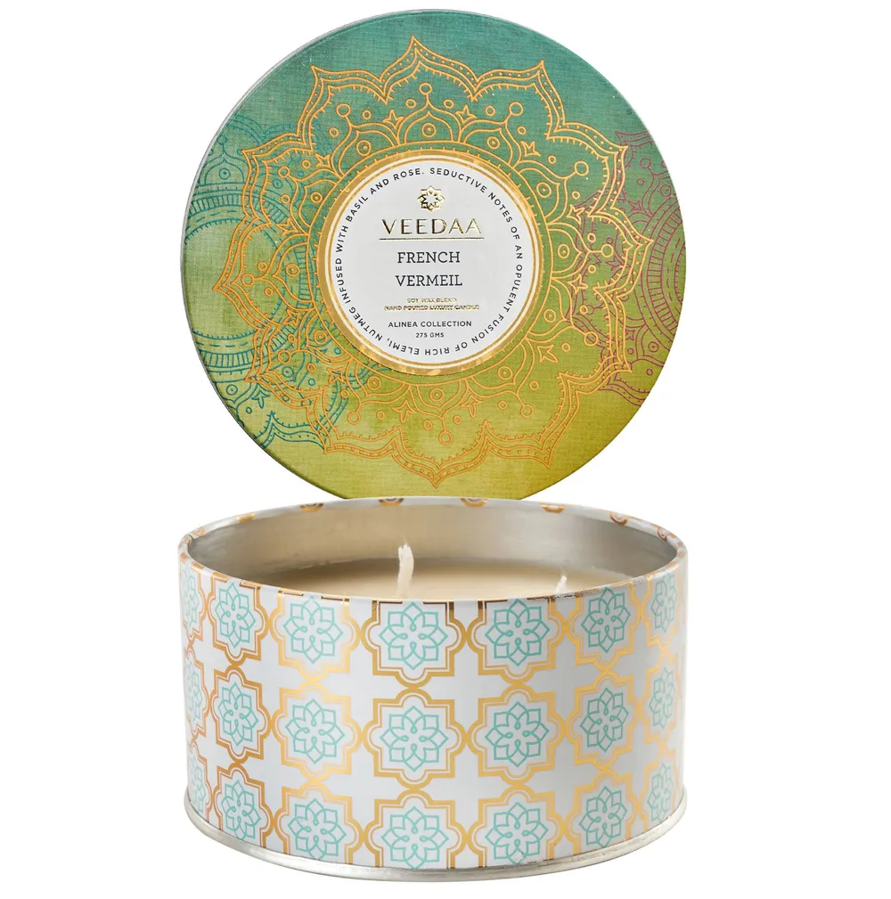 French Vermeil 3 Wick Tin Scented Candle