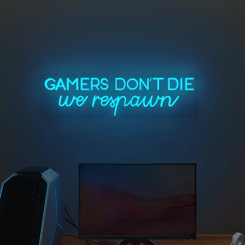Gamers Don't Die LED Neon Light (Available in Multiple Colors) Blue