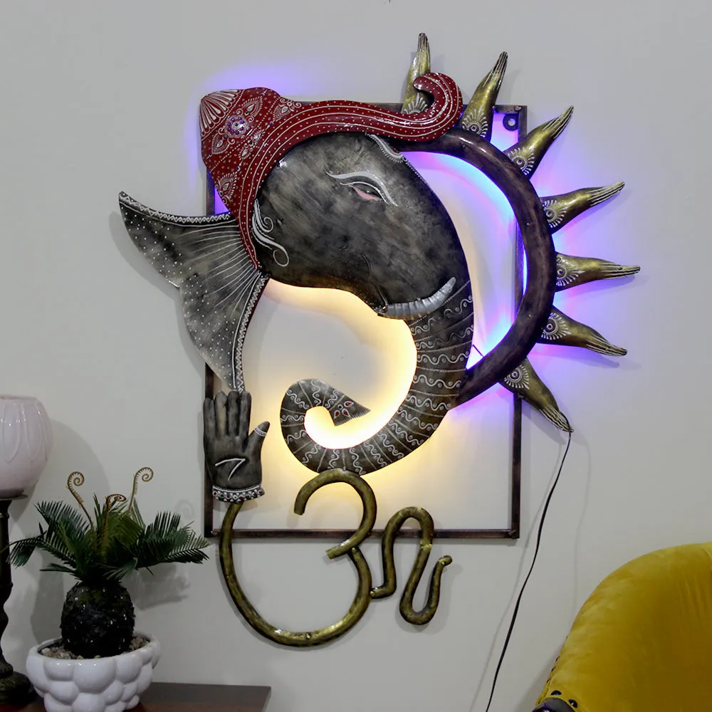Ganesh Modern Art Metal Wall Art With LED Lights