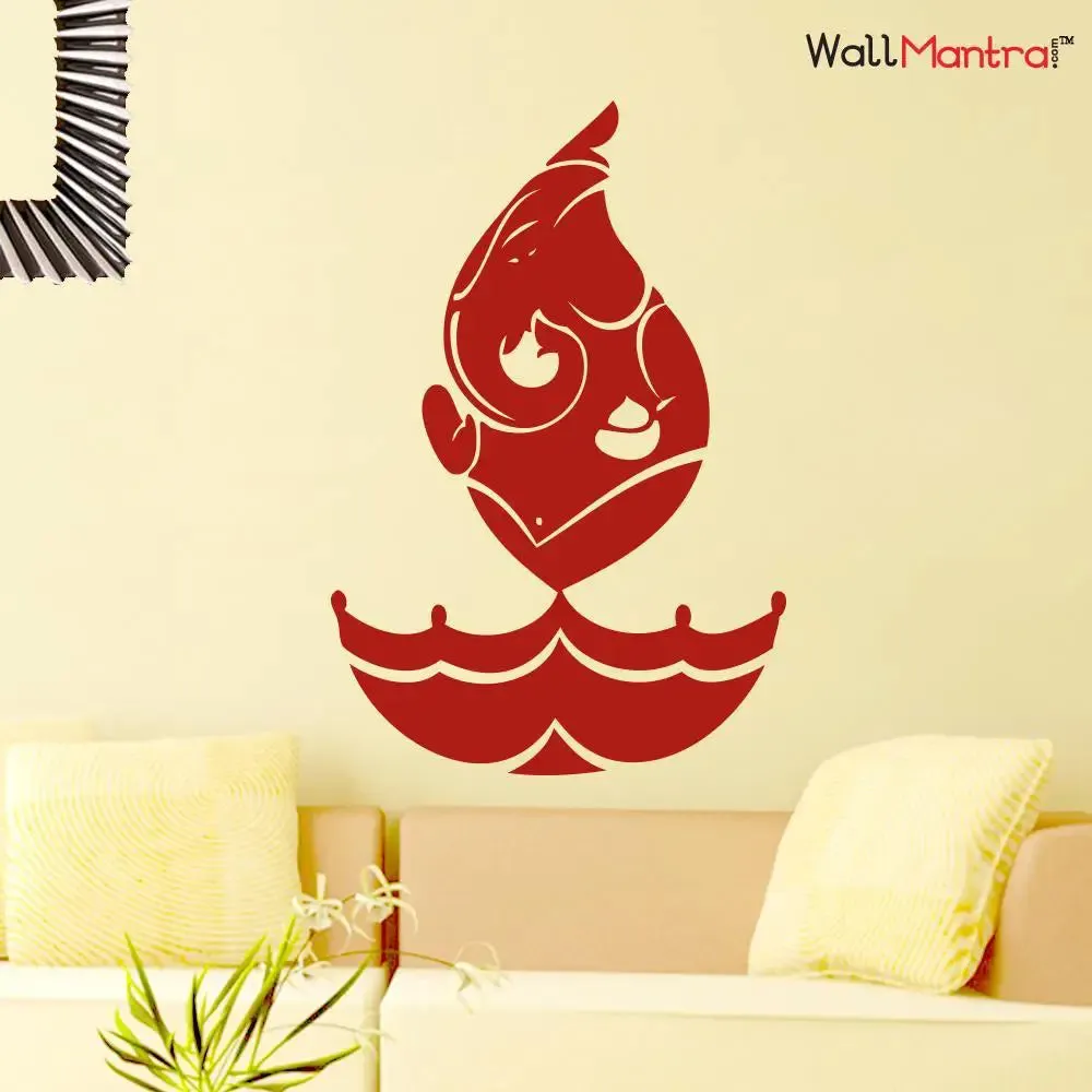 Ganesha in Diya Shape Wall Sticker