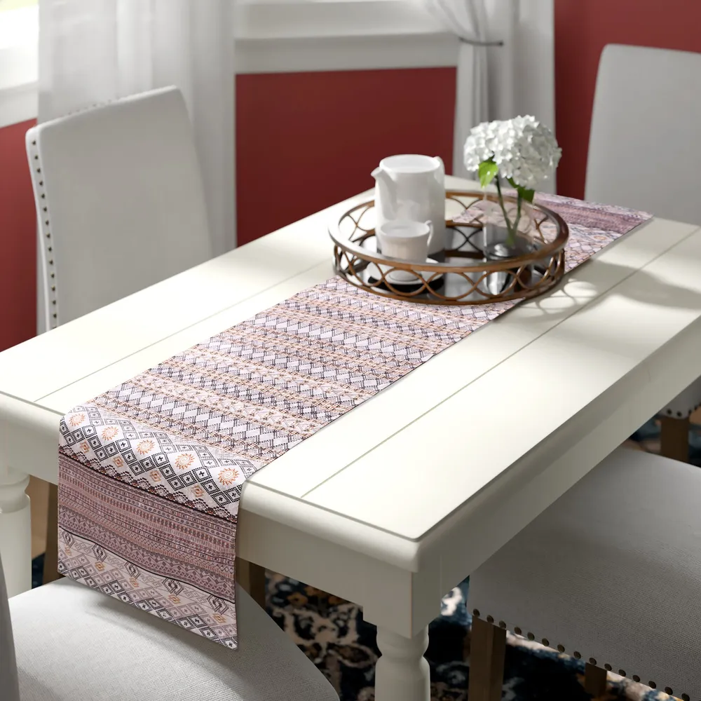 Geometric Patterned Soft Velvet Table Runner