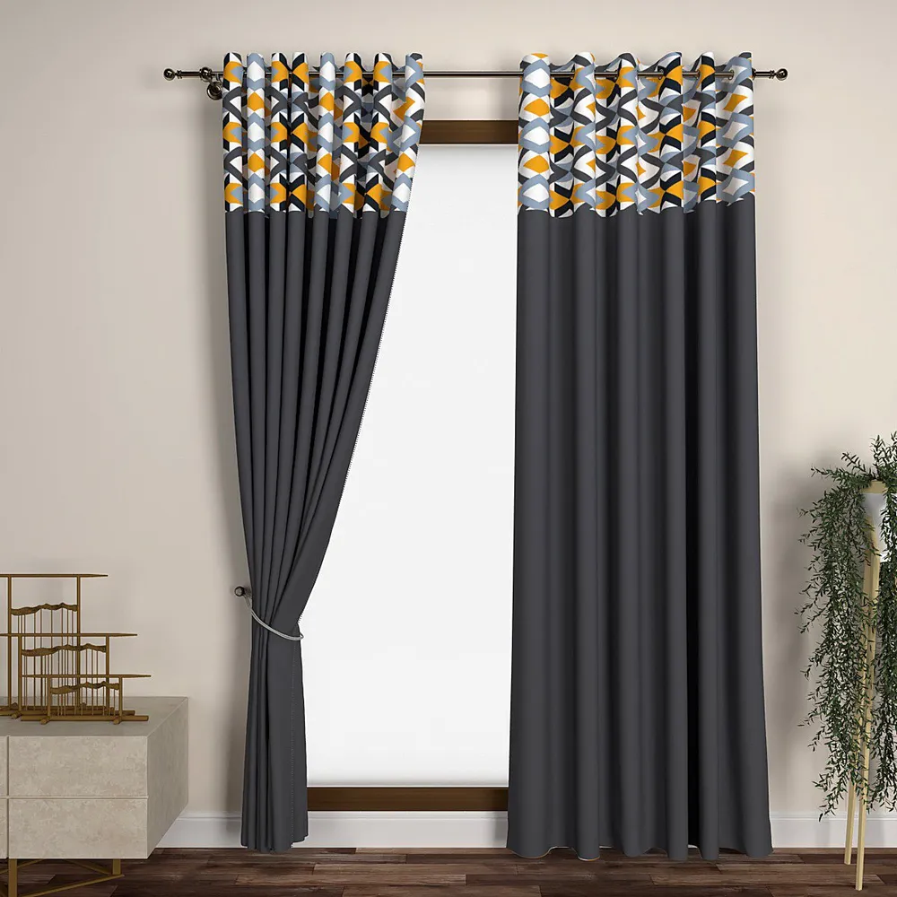 Geometric Print Semi-Designer Door Curtain