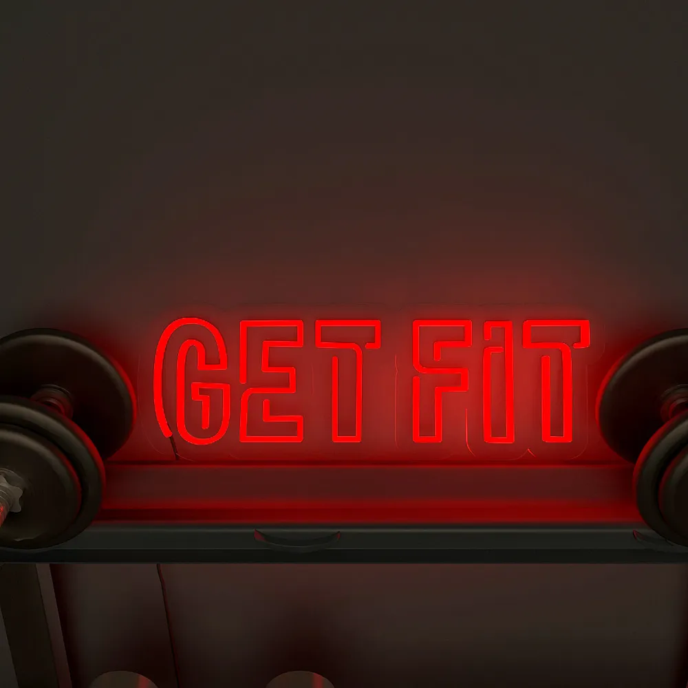 Get Fit' Dual Colored LED Neon Light for Gym Wall Decor Red