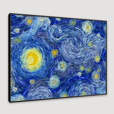 Glowing Moon And Starry Sky Abstract Painting /  Stretched on wood 61 x 41cm