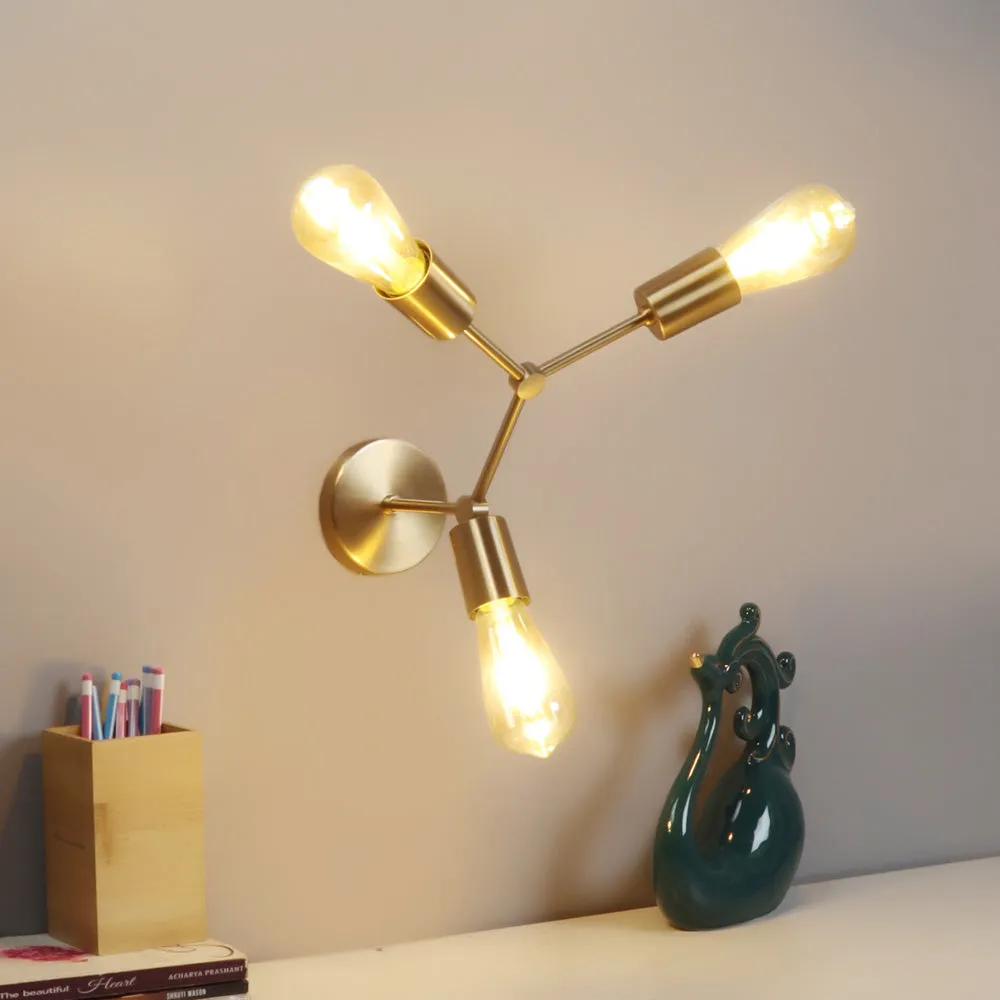 Gold Artsy Triple Wall Light in Pewter Finish