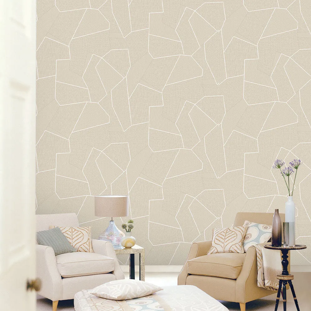 Gold Geometric Lines Textured Premium Wallpaper- Altis Collection