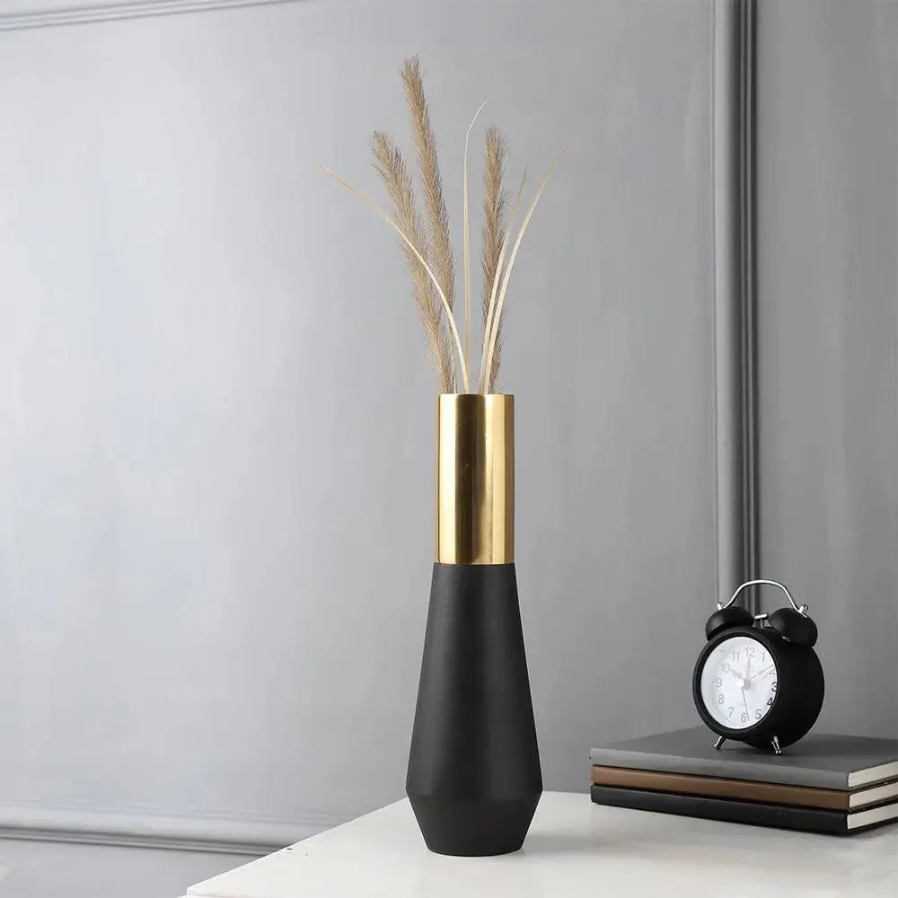 Golden & Black Ancient Motif Classic Small Decorative Vase
