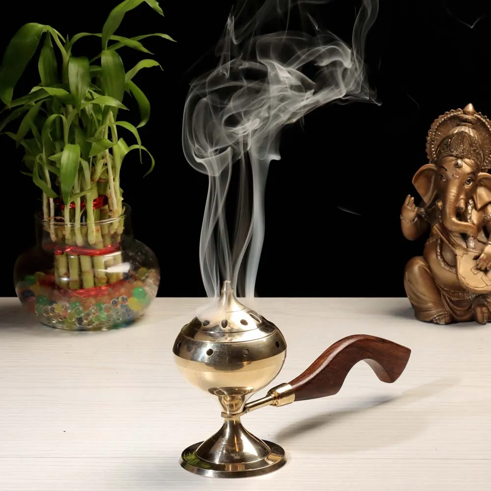 Golden Brass Lobaan with Wooden Handle
