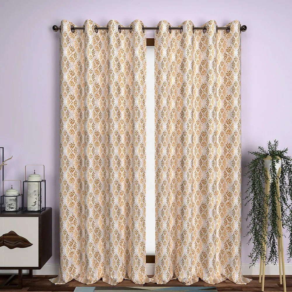 Golden Charismatic Floral Door Curtain