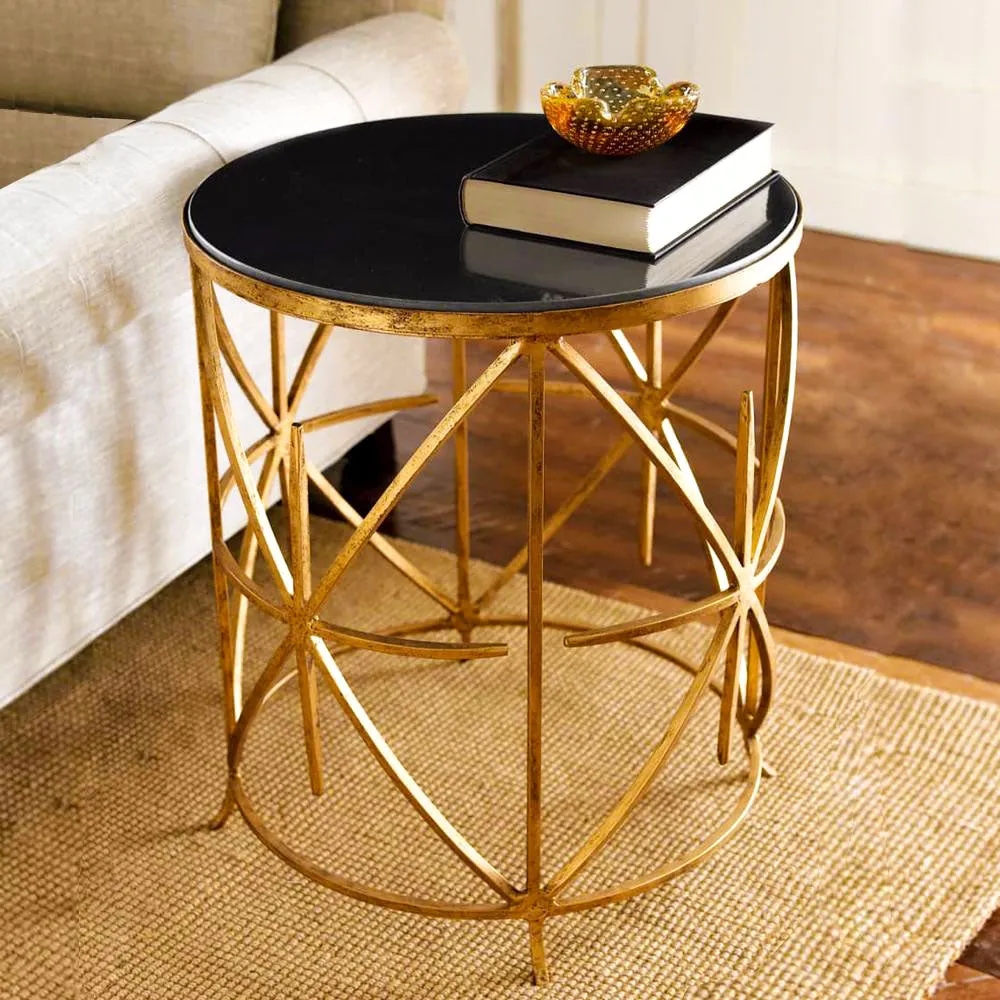 Golden Criss Cross Designer Metallic Table