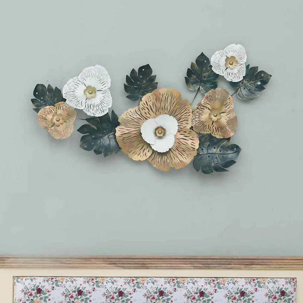 Golden & Green Floral Assortment Metal Wall Art