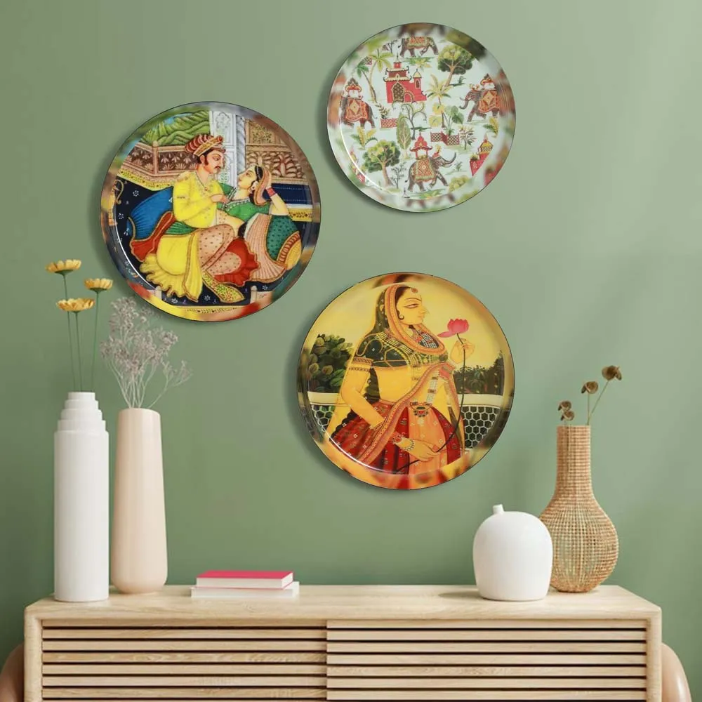 Gorgeous Mughal Majesty Metal Wall Plate Set of 3