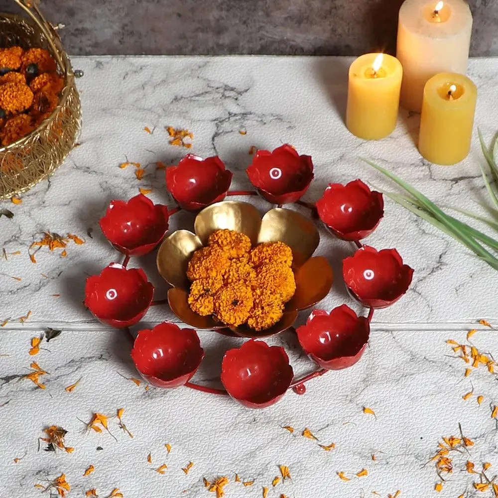 Gorgeous Red & Gold Crown-inspired Urli Bowl