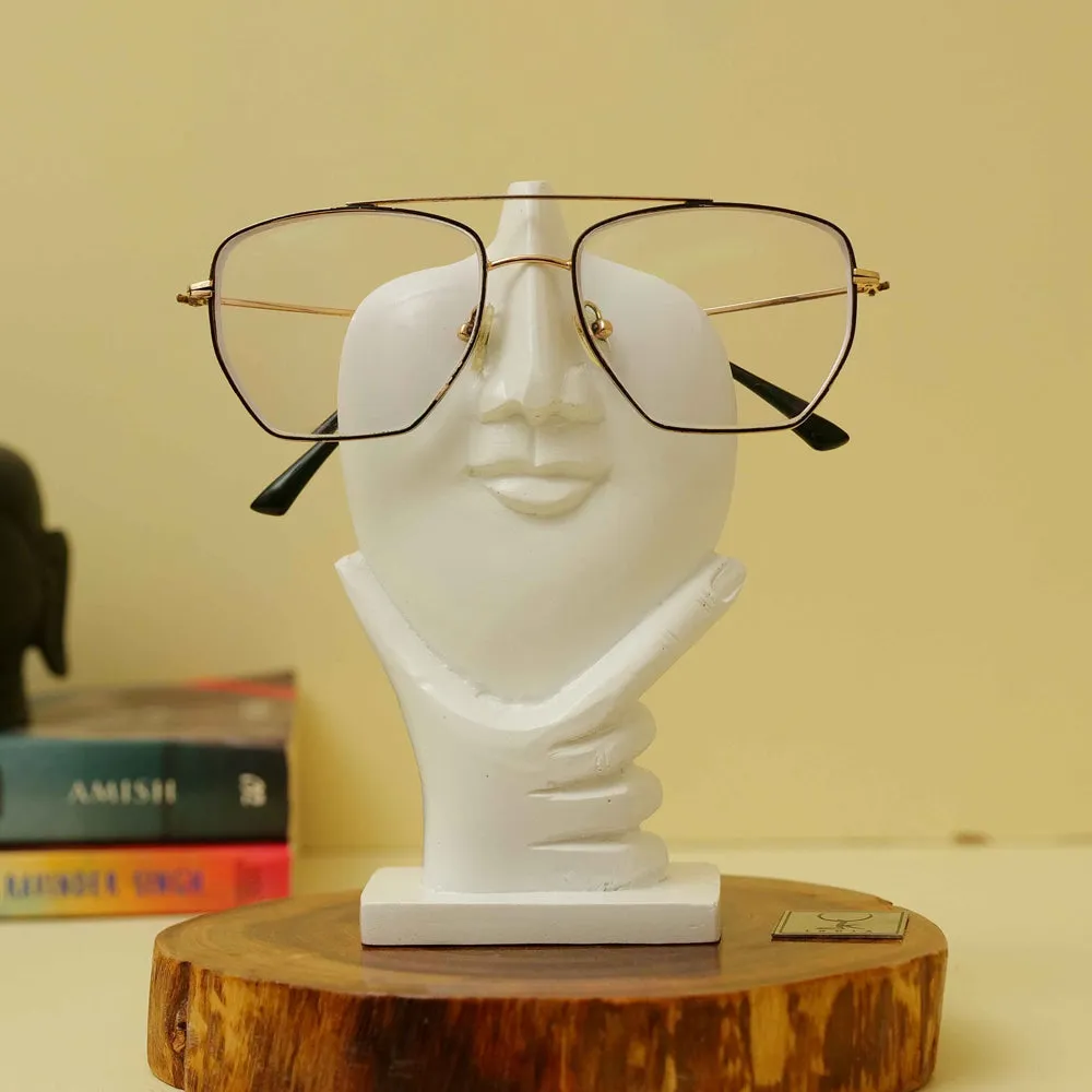 Gorgeous White Marble Dust Face-shaped Sunglasses / Jewellery Holder