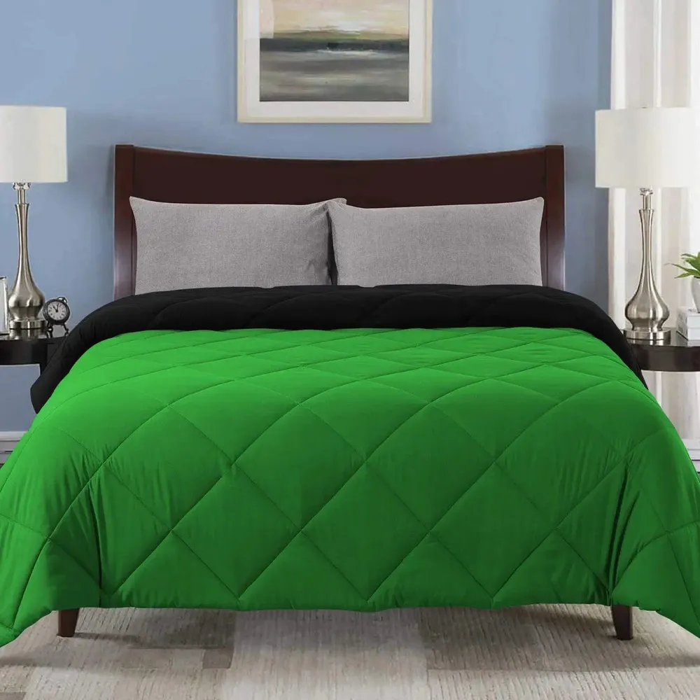 Green & Black Quilted Single Bed Comforter
