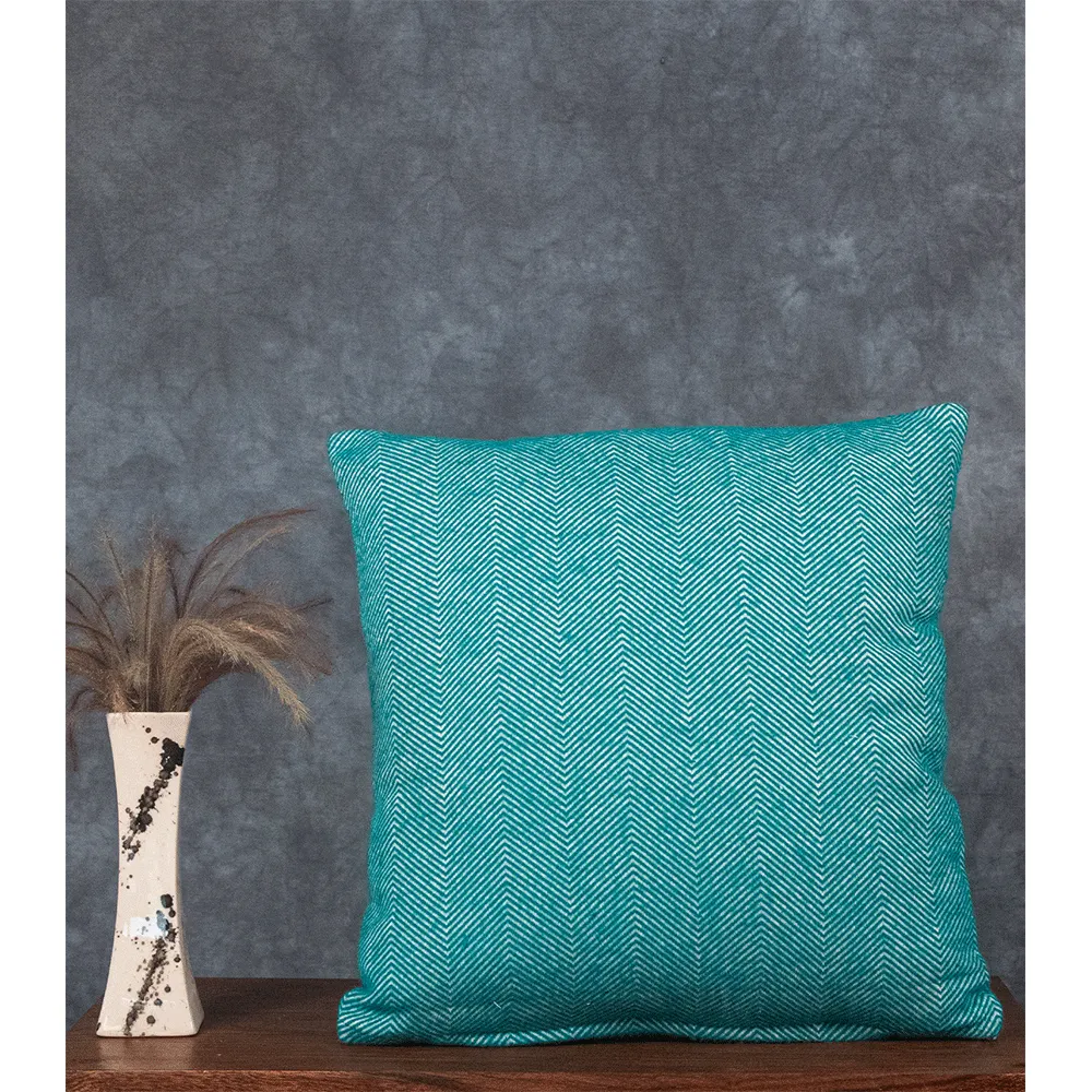 Green Brushed Herringbone Cushion Cover