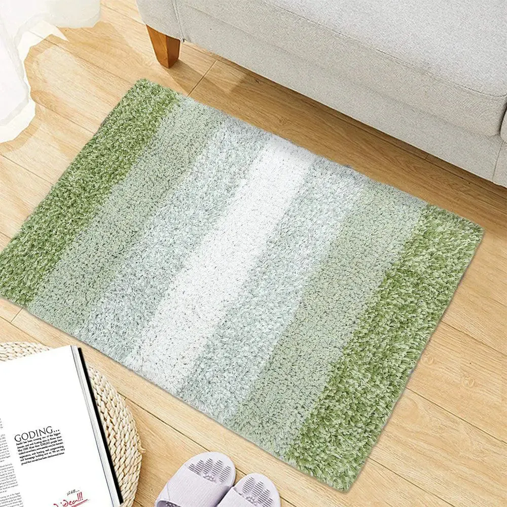 Green Checkered Cotton Soft Bathmat (40 x 60) cm