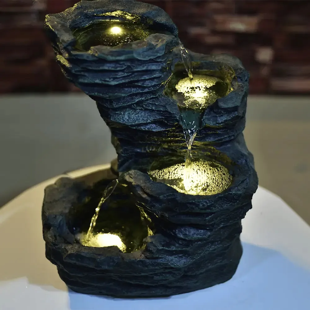 Green-Coloured Solid Rock Cavern Water Fountain