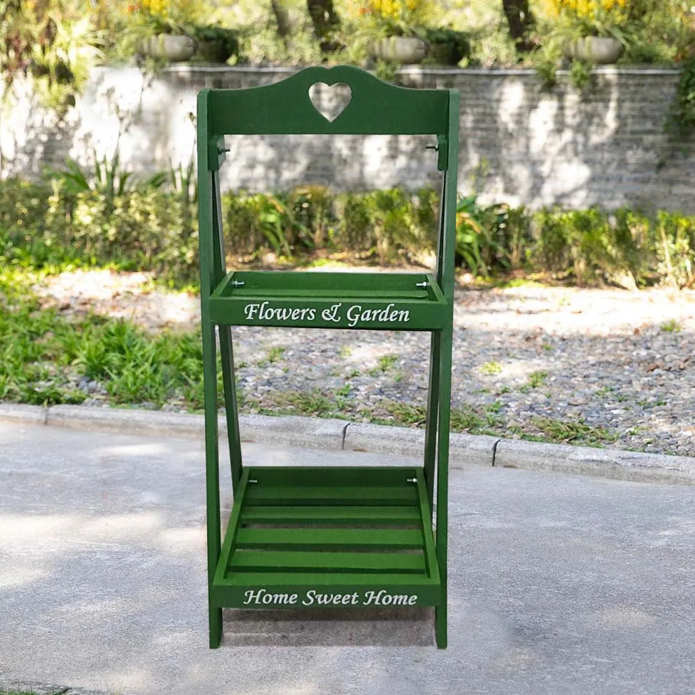 Green Designer Solid Wooden Planter Stand