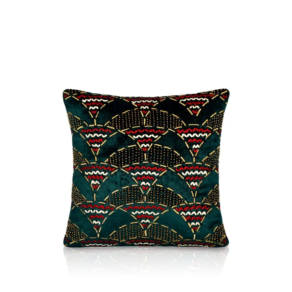 Green Elegance Velvet Cushion Cover