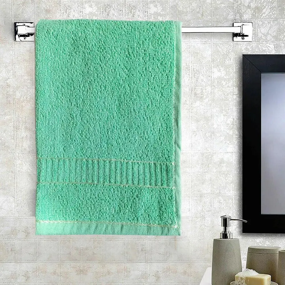 Green Hand Towels (Set of 6) with Track Border by Lushomes