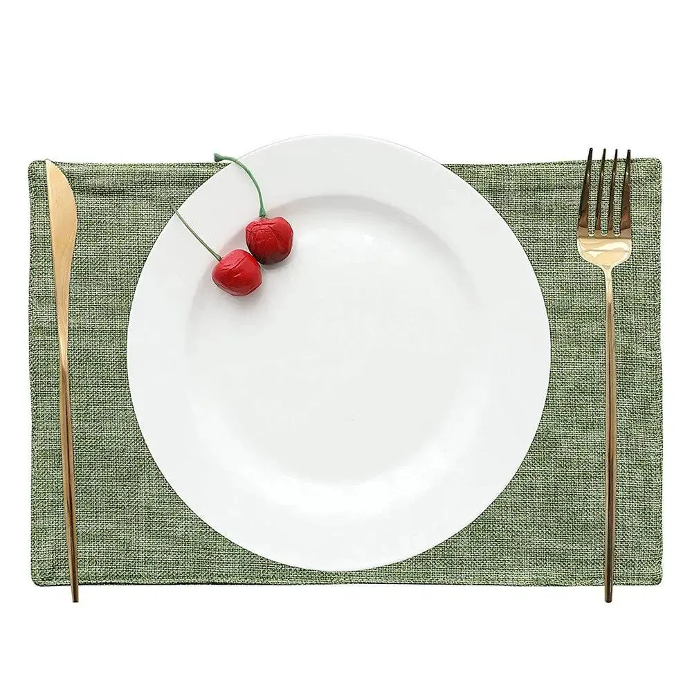Green Textured Classic Polyester Placemat Set Of 4