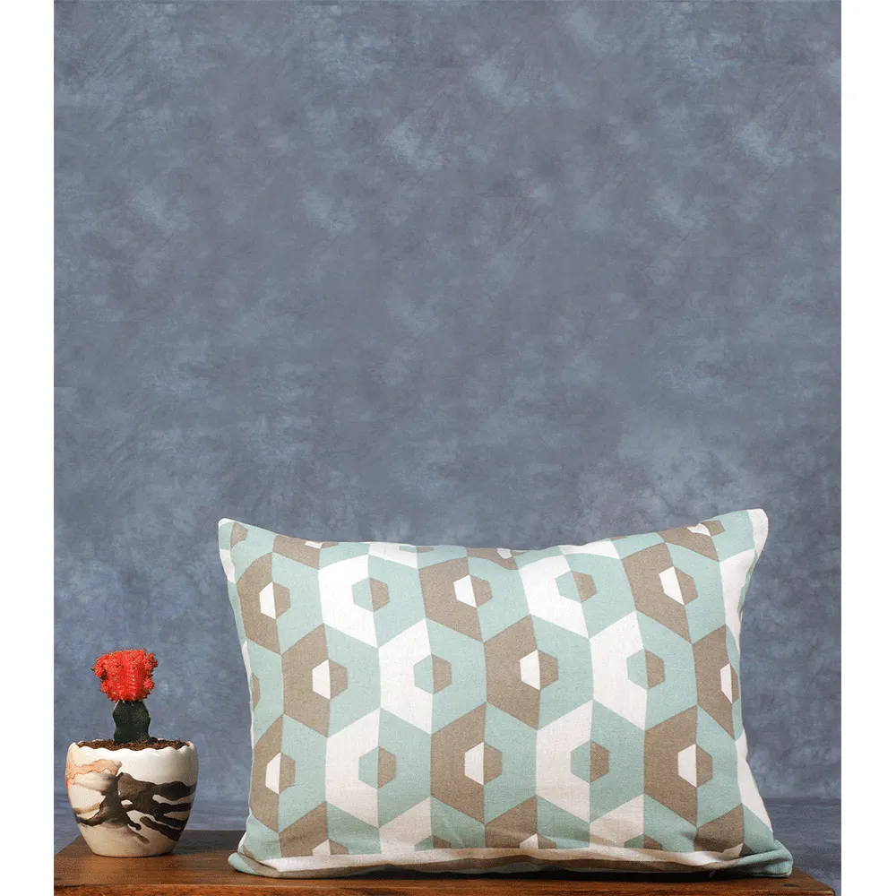 Greenacle Gray Hexagon Print Cushion Cover